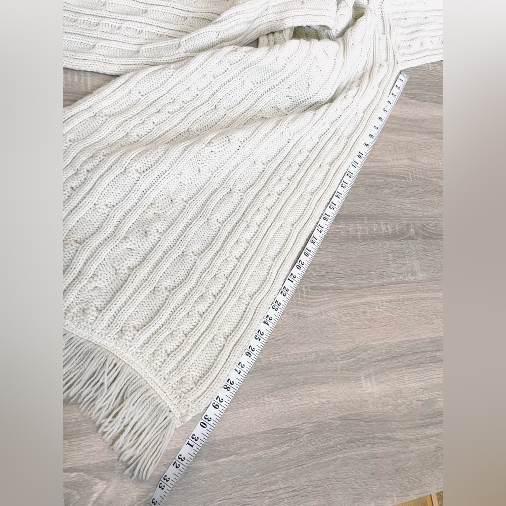 ARAN CRAFTS - Cream 100% Merino WOOL Knit Hooded Scarf Wrap Shawl. One Size - Picture 4 of 7